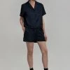 Inch Hadi Satin Shirt - Navy Vacation Edit