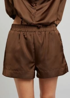 Inch Hadi Satin Shorts - Brown Vacation Edit