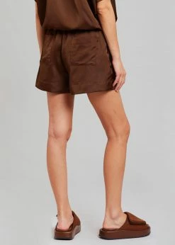 Inch Hadi Satin Shorts - Brown Vacation Edit