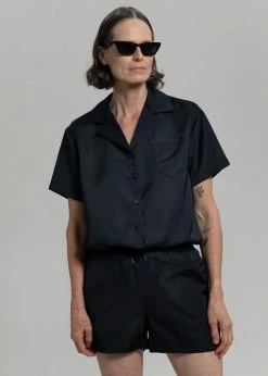 Inch Hadi Satin Shorts - Navy