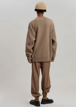 The Frankie Shop Hadrien Italian Recycled Cashmere Sweater - Taupe CLOTHING