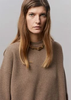 The Frankie Shop Hadrien Italian Recycled Cashmere Sweater - Taupe CLOTHING