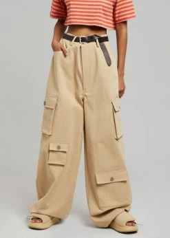 The Frankie Shop Hailey Oversized Cargo Pants - Tan CLOTHING