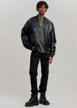 The Frankie Shop Hane Faux Leather Bomber - Black CLOTHING
