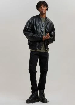The Frankie Shop Hane Faux Leather Bomber - Black CLOTHING