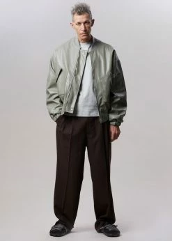 The Frankie Shop Hane Faux Leather Bomber - Eucalyptus CLOTHING