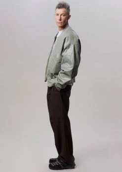 The Frankie Shop Hane Faux Leather Bomber - Eucalyptus CLOTHING