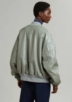 The Frankie Shop Hane Faux Leather Bomber - Eucalyptus CLOTHING