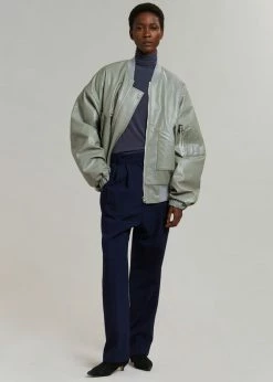 The Frankie Shop Hane Faux Leather Bomber - Eucalyptus CLOTHING