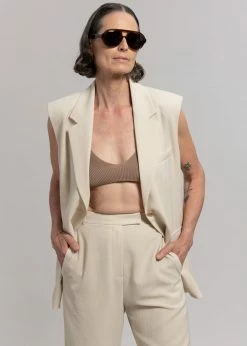 Blossom Hani Belted Vest - Beige CLOTHING