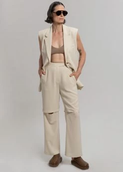 Blossom Hani Belted Vest - Beige CLOTHING