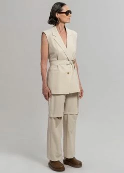 Blossom Hani Belted Vest - Beige CLOTHING