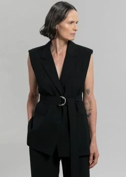 Blossom Hani Belted Vest - Black CLOTHING
