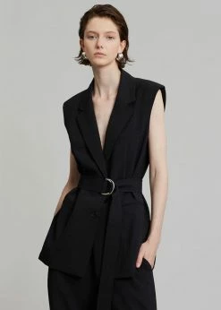 Blossom Hani Belted Vest - Black CLOTHING