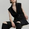 Blossom Hani Belted Vest - Black CLOTHING