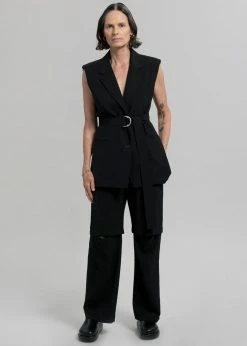 Blossom Hani Belted Vest - Black CLOTHING