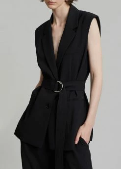Blossom Hani Belted Vest - Black CLOTHING