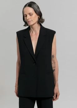 Blossom Hani Belted Vest - Black CLOTHING