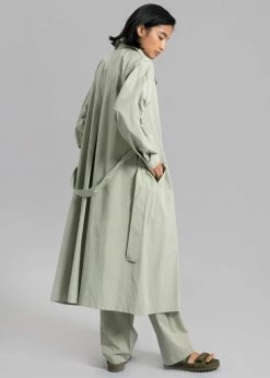 Inni Hattie Trench Coat - Sage CLOTHING