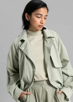 Inni Hattie Trench Coat - Sage CLOTHING