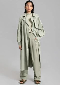 Inni Hattie Trench Coat - Sage CLOTHING
