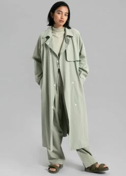 Inni Hattie Trench Coat - Sage CLOTHING