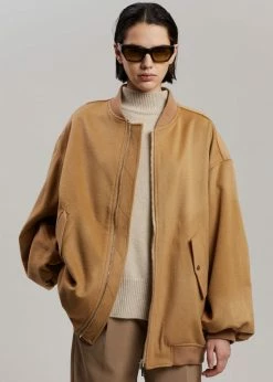 The Frankie Shop CLOTHING Hedy Bomber Jacket - Caramel