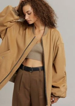 The Frankie Shop CLOTHING Hedy Bomber Jacket - Caramel