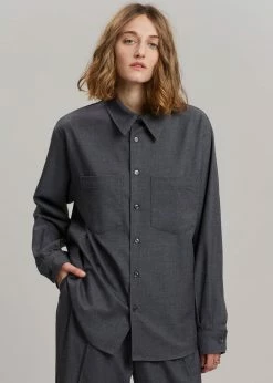 The Frankie Shop Heith Flanelle Shirt - Charcoal