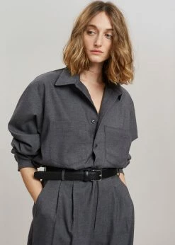 The Frankie Shop Heith Flanelle Shirt - Charcoal