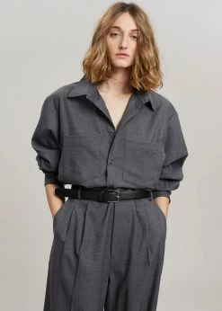 The Frankie Shop Heith Flanelle Shirt - Charcoal