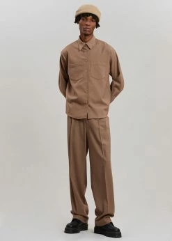 The Frankie Shop Heith Flanelle Shirt - Hazelnut CLOTHING