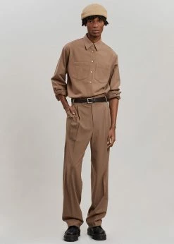The Frankie Shop Heith Flanelle Suit Pants - Hazelnut