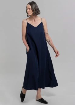 The Frankie Shop Hemi Linen Dress - Navy CLOTHING