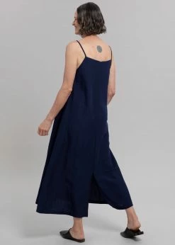 The Frankie Shop Hemi Linen Dress - Navy CLOTHING
