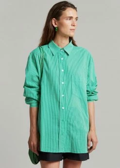 The Frankie Shop Idun Shirt - Emerald Stripe