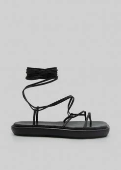 Ilio Smeraldo Géraldine Boublil Lace Up Flat Sandal - Black