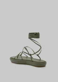 Ilio Smeraldo Géraldine Boublil Lace Up Flat Sandal - Kaki SHOES