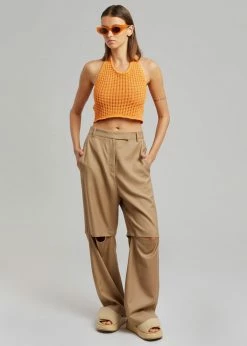 Blossom Irina Slit Pants - Camel