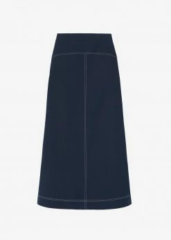 The Frankie Shop Iris Midi Skirt - Dark Indigo CLOTHING