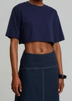 The Frankie Shop Iris Midi Skirt - Dark Indigo CLOTHING