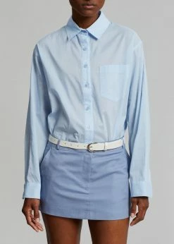 The Frankie Shop Isle Linen Mini Skirt - Light Blue