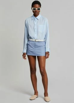 The Frankie Shop Isle Linen Mini Skirt - Light Blue
