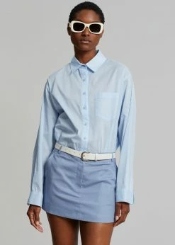 The Frankie Shop Isle Linen Mini Skirt - Light Blue