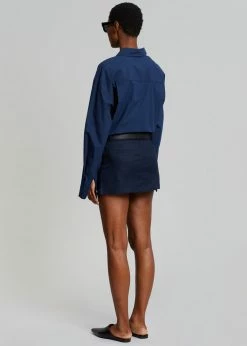 Deals π The Frankie Shop CLOTHING Isle Linen Mini π Skirt - Navy π 18 The Frankie Shop CLOTHING Isle Linen Mini Skirt - Navy