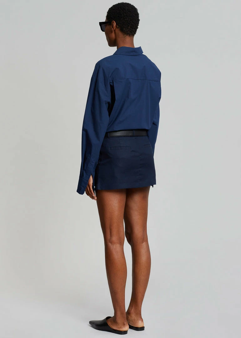 Deals π The Frankie Shop CLOTHING Isle Linen Mini π Skirt - Navy π 9 The Frankie Shop CLOTHING Isle Linen Mini Skirt - Navy