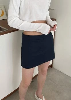 The Frankie Shop CLOTHING Isle Linen Mini Skirt - Navy