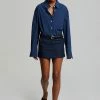 The Frankie Shop CLOTHING Isle Linen Mini Skirt - Navy