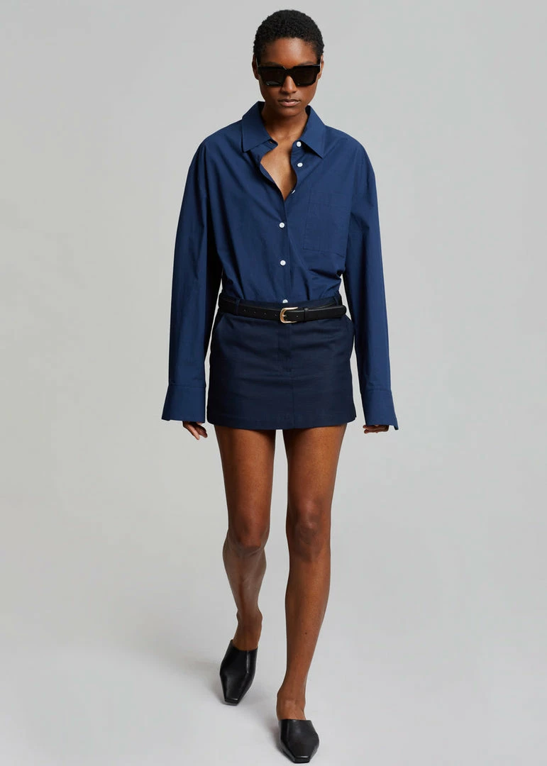 Deals π The Frankie Shop CLOTHING Isle Linen Mini π Skirt - Navy π 1 The Frankie Shop CLOTHING Isle Linen Mini Skirt - Navy