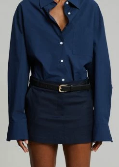 Deals π The Frankie Shop CLOTHING Isle Linen Mini π Skirt - Navy π 13 The Frankie Shop CLOTHING Isle Linen Mini Skirt - Navy